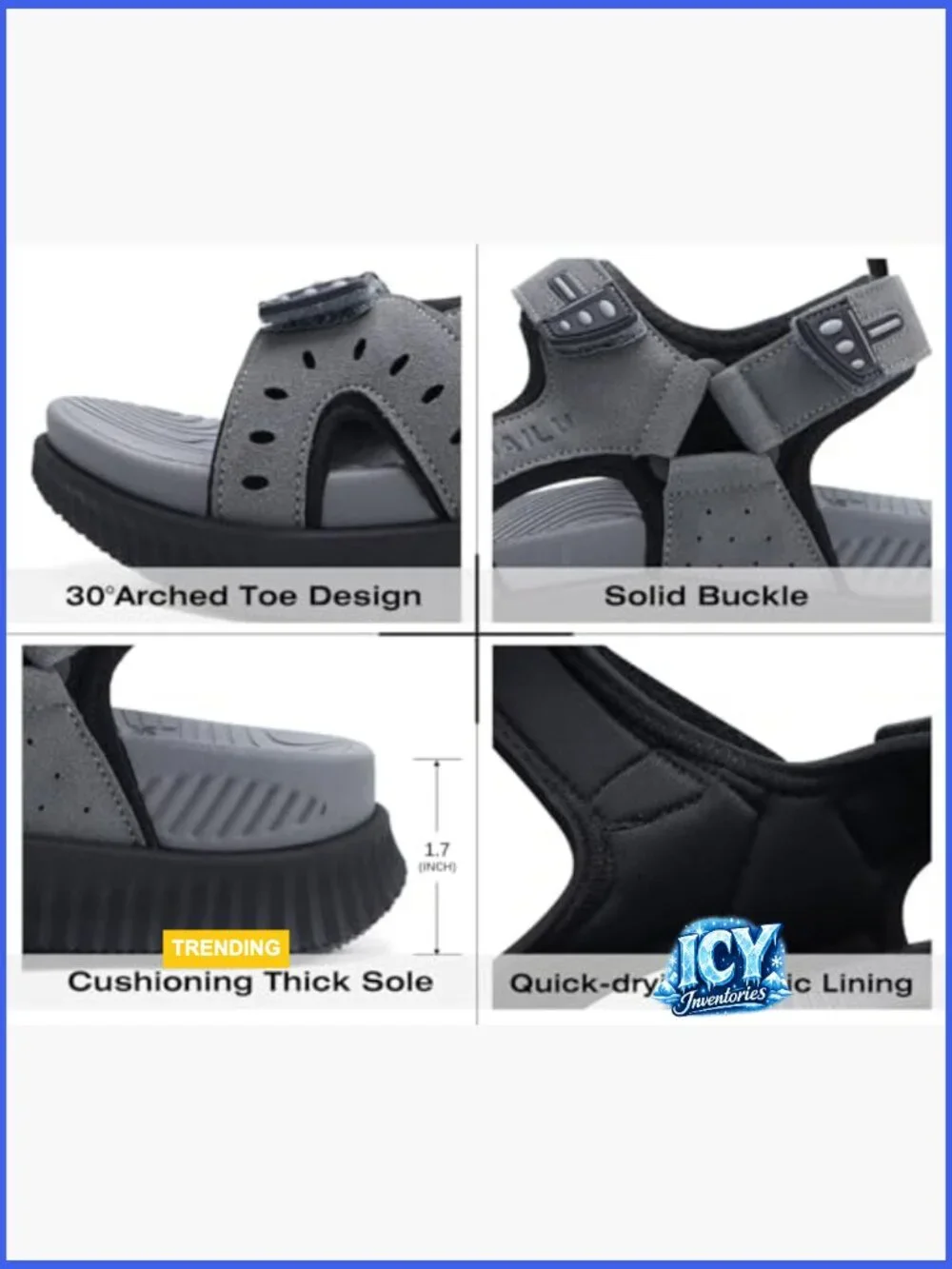 Men's Hiking Sandals with Arch Support Sport Recovery Athletic Walking Sandals